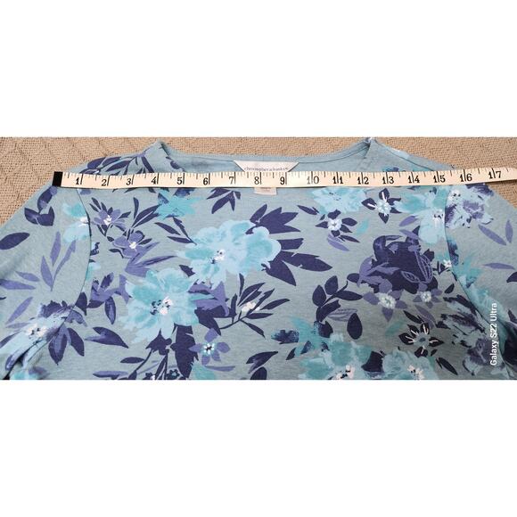 Cj Banks VTG Light Blue, Dark Blue  Long Sleeve Floral T Shirt Womens Size Small - Picture 8 of 11